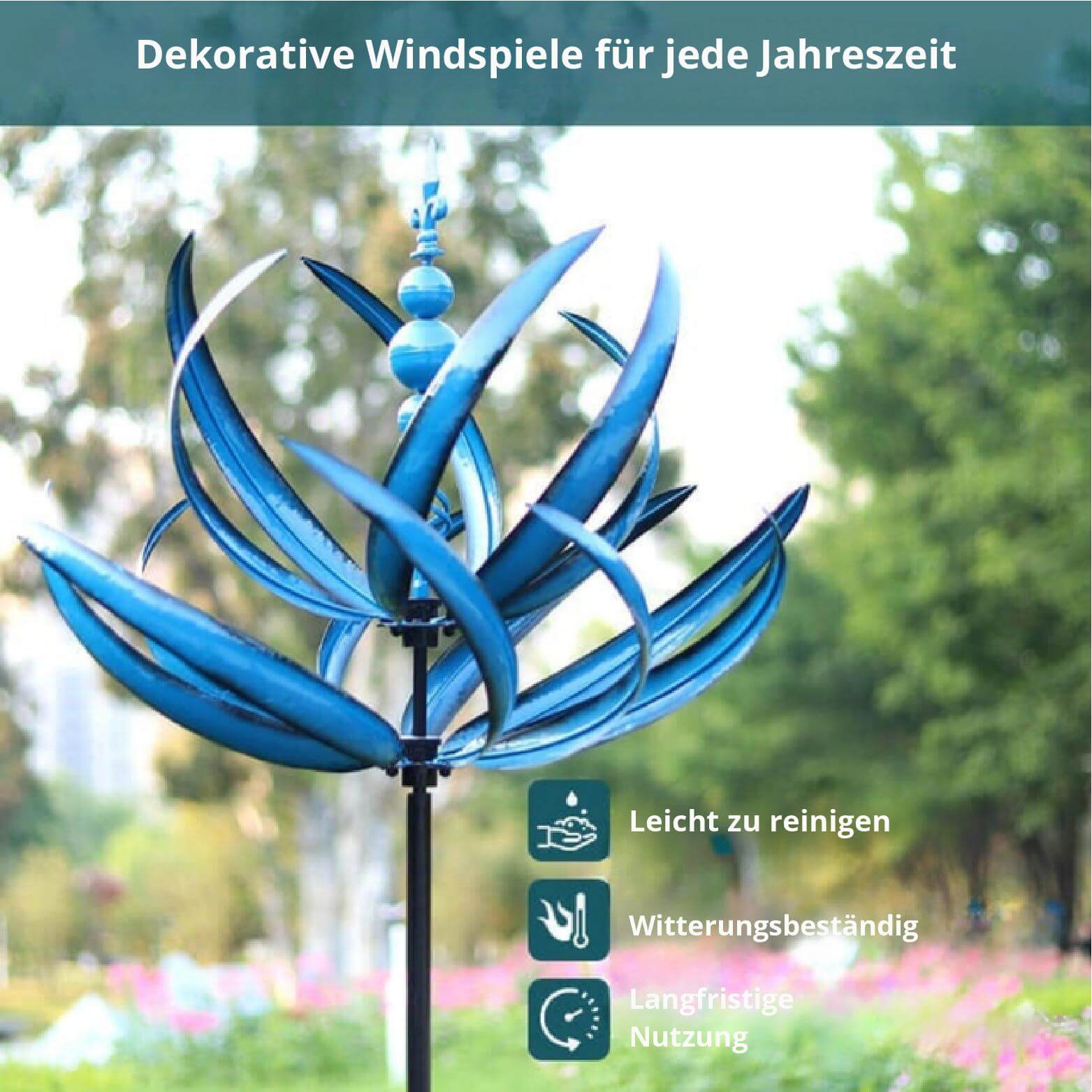SerenitySpin™ - Erleben Sie die Schönheit der Lotus Windglocke in Ihrem Garten!