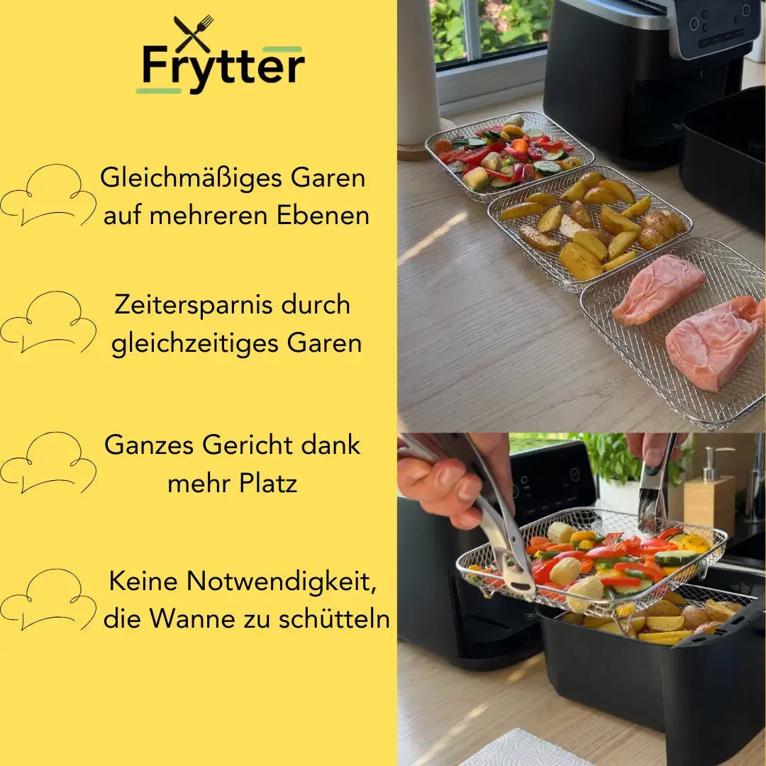 Stapelbare Körbe für Heißluftfritteusen – Mehr Platz, Perfekte Garergebnisse (3 Stk.)