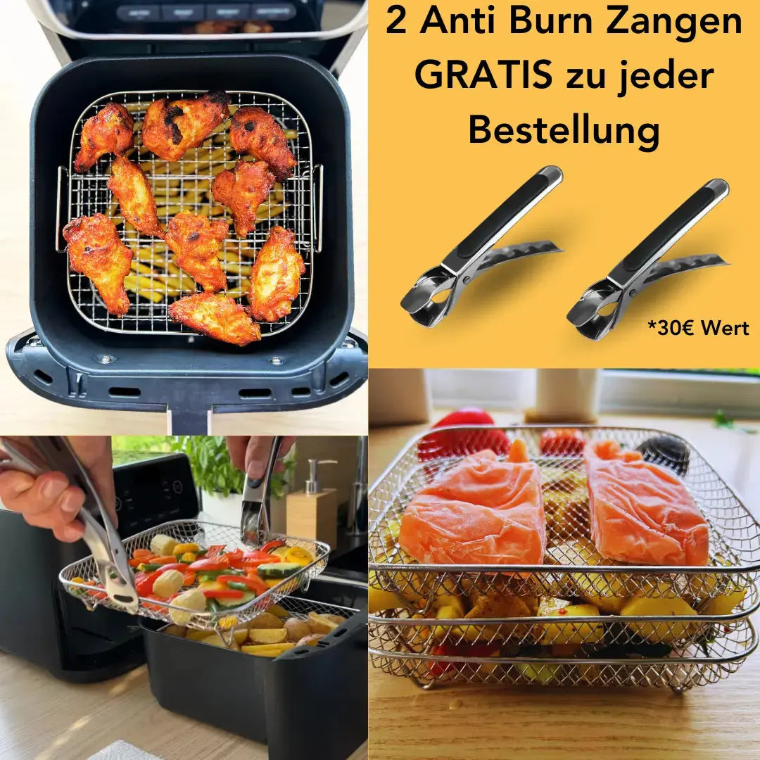 Stapelbare Körbe für Heißluftfritteusen – Mehr Platz, Perfekte Garergebnisse (3 Stk.)