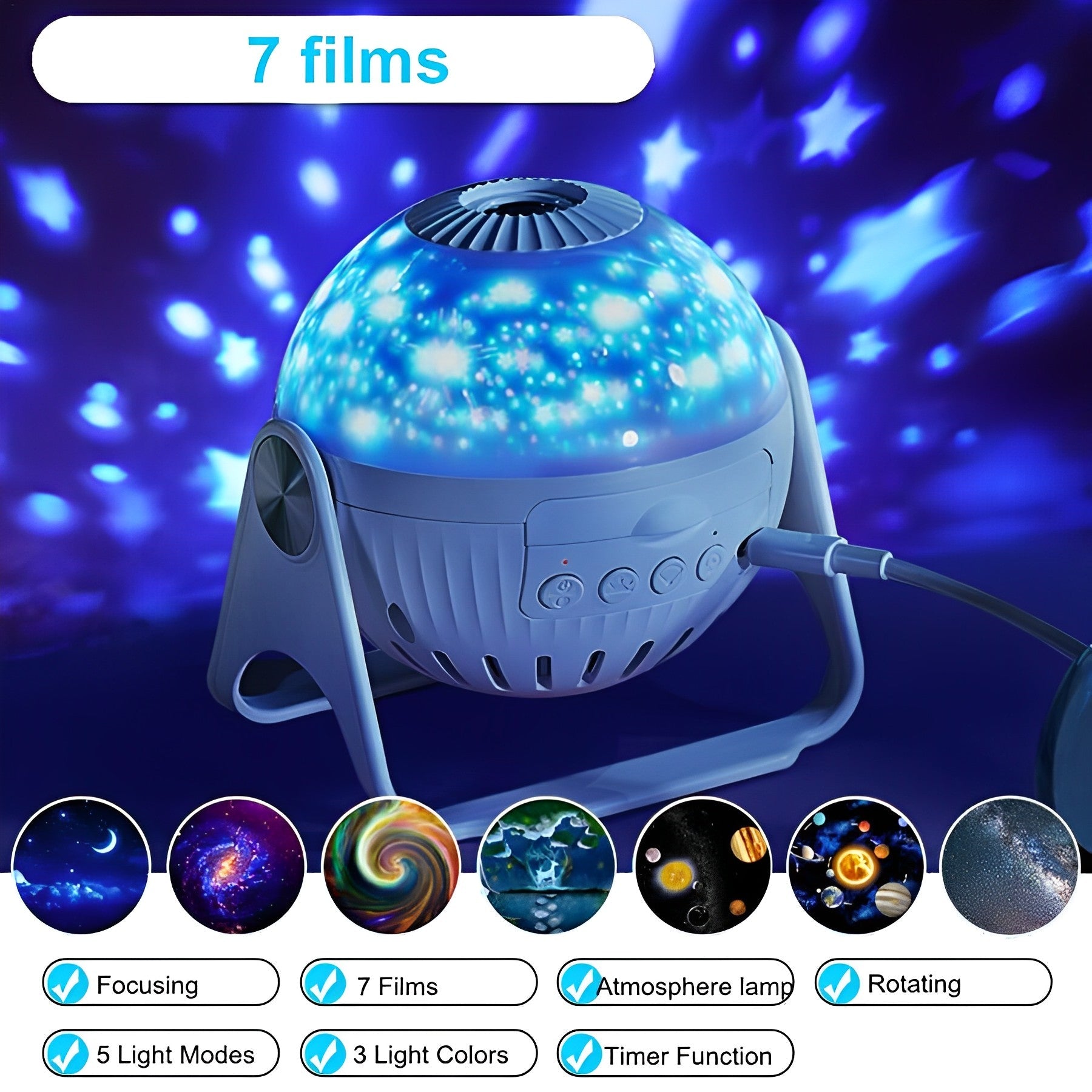 StarryNight™ - 7 in 1 Realistischer Planetariumsprojektor