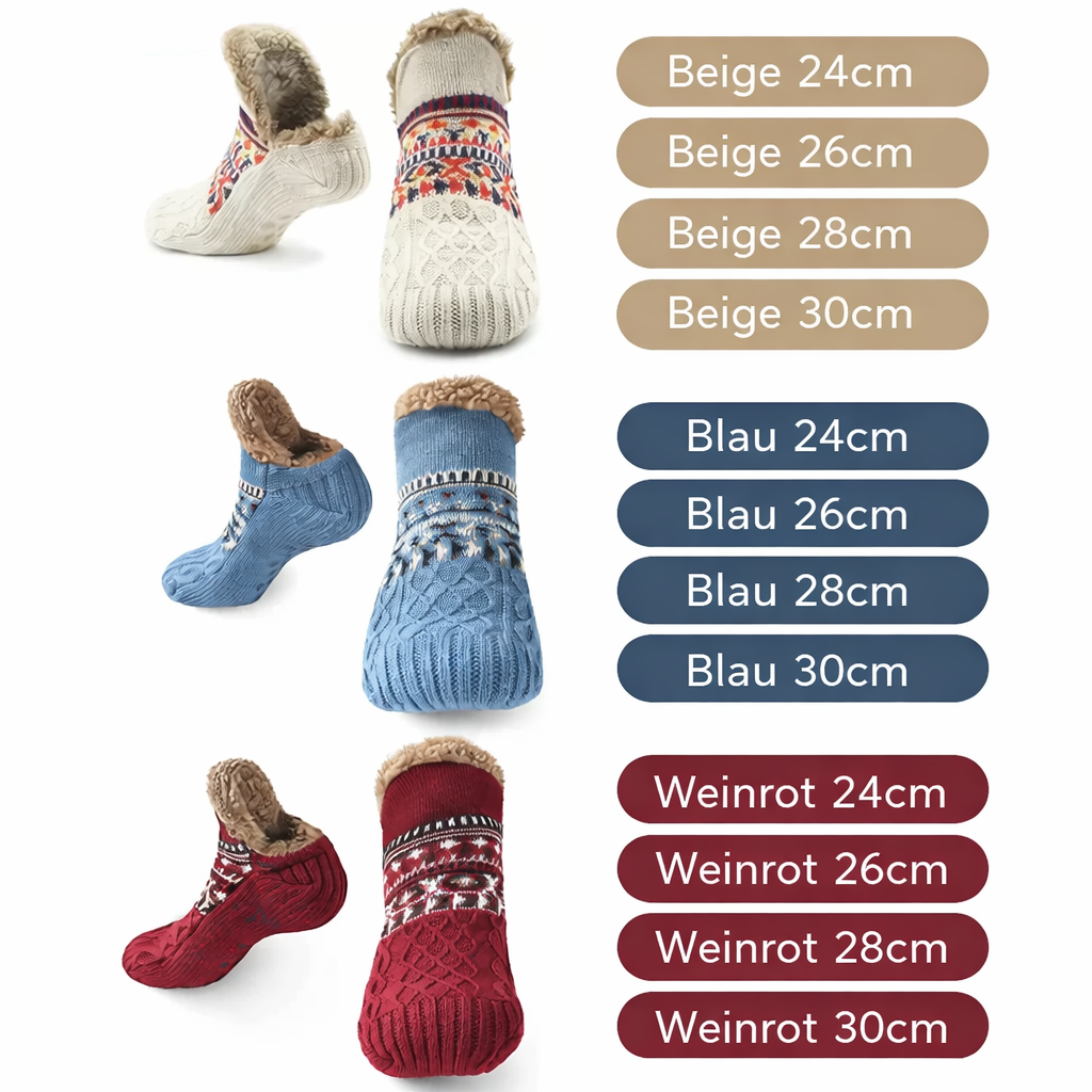 Thermo-Haussocken Winter | Rutschfeste Kuschelsocken für Damen & Herren | Dick gefüttert & extra warm | Weiche Anti-Rutsch-Bettsocken für Zuhause