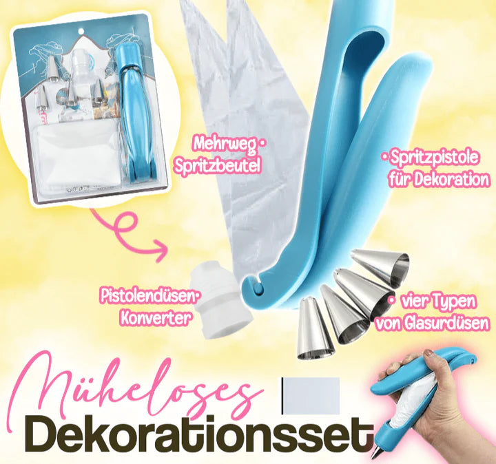 Tortendekorations-Set für präzises & müheloses Verzieren | 1-Hand Dekorationsstift + 4 Düsen | CakeArt