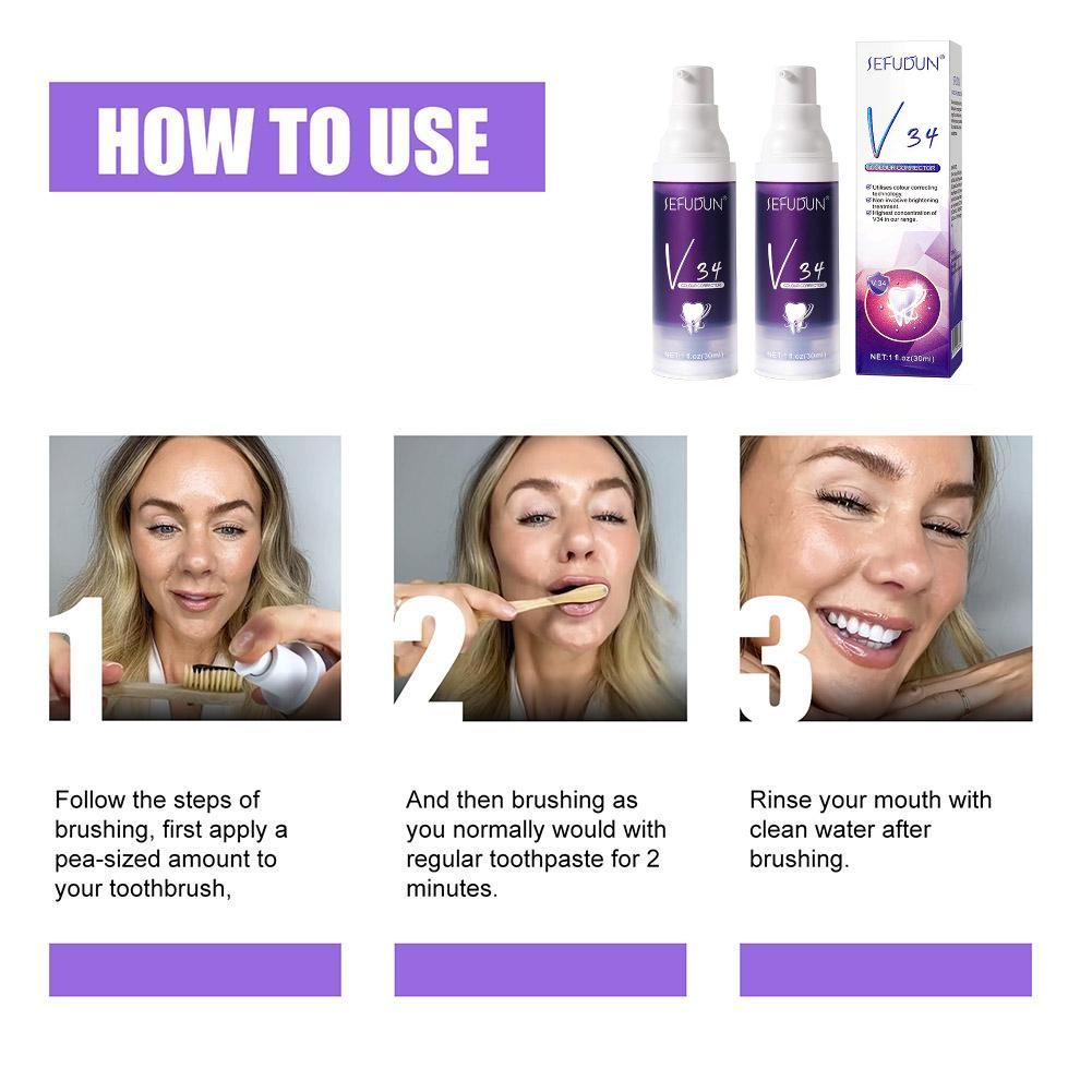 V34-CleanTeeth™- Farbkorrigierende Zahnpasta!