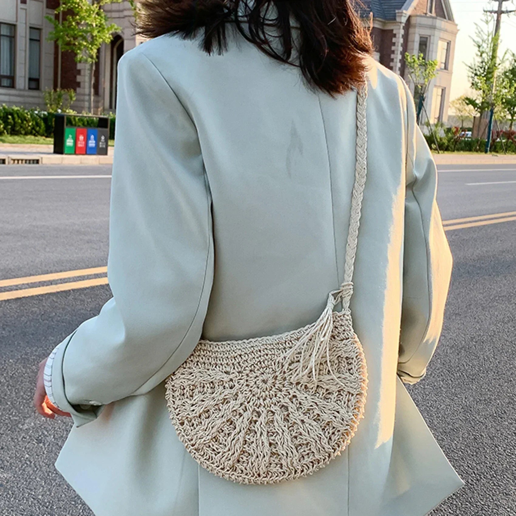 Kesia | Boho Half-Moon Woven Bag