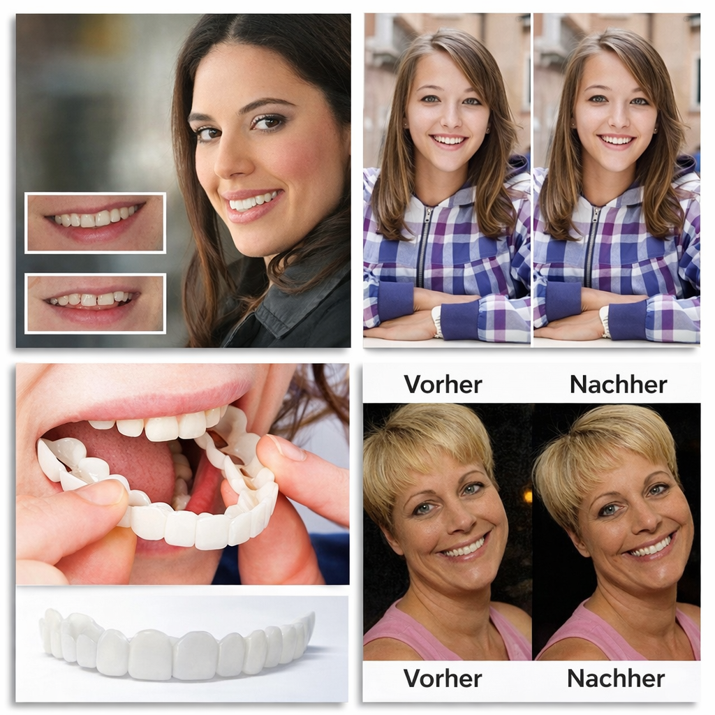 Zahnprothese zum Aufstecken | Einstellbare Passform | Natürliches Lächeln | Wiederverwendbar
