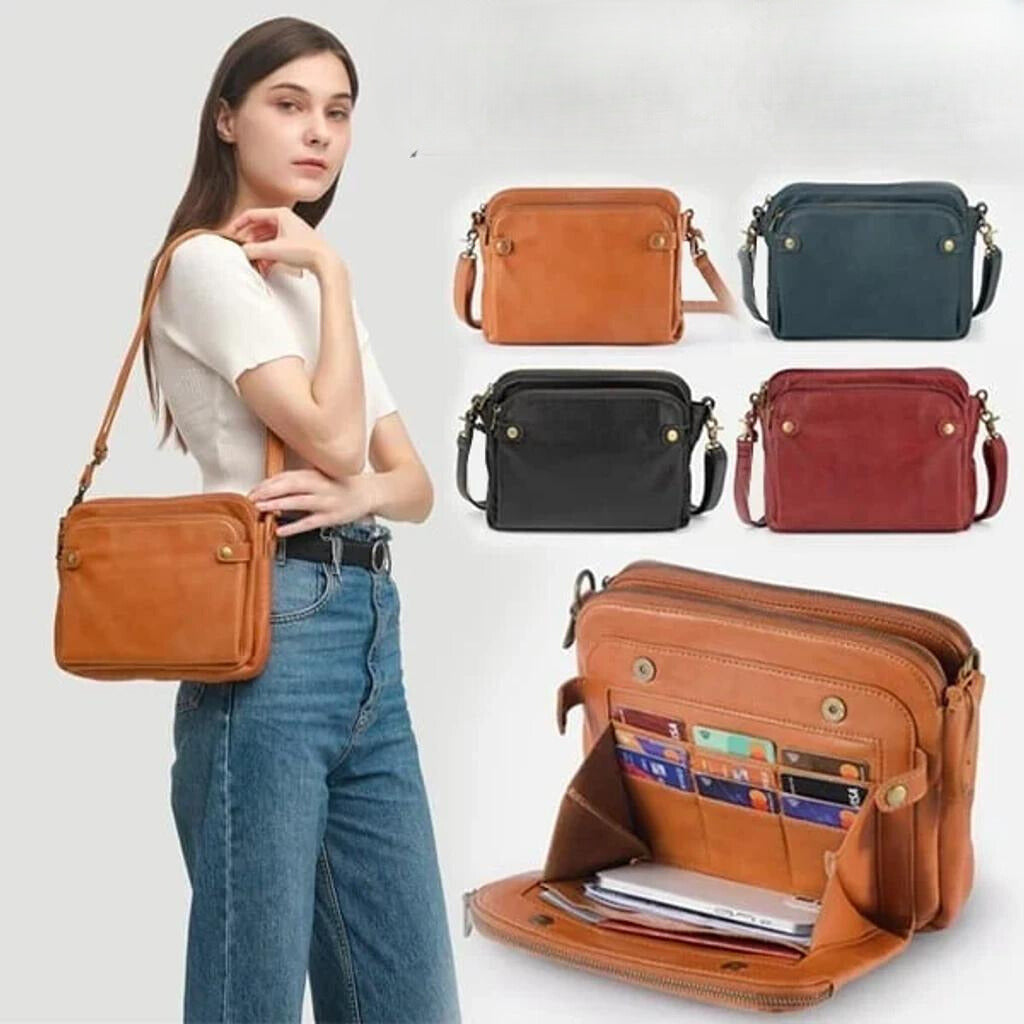 Tara's Multifunktionale Lederschultertasche & Clutch