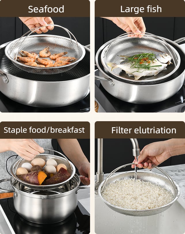 All-in-One Edelstahl-Dämpfer mit Griff