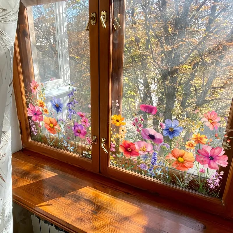 Bunte Blumenfensteraufkleber – Sofort mehr Farbe in Ihrem Zuhause (1+1 Gratis)