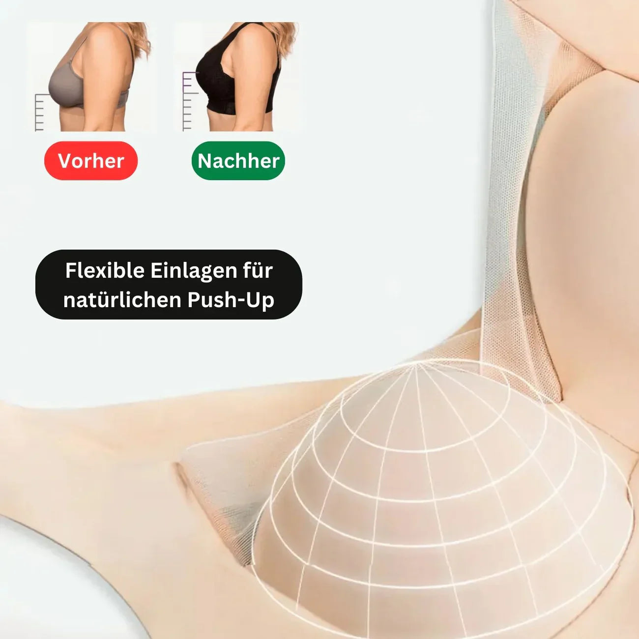 BH ohne Bügel | Bequemer Nahtloser Push Up BH | Komfina