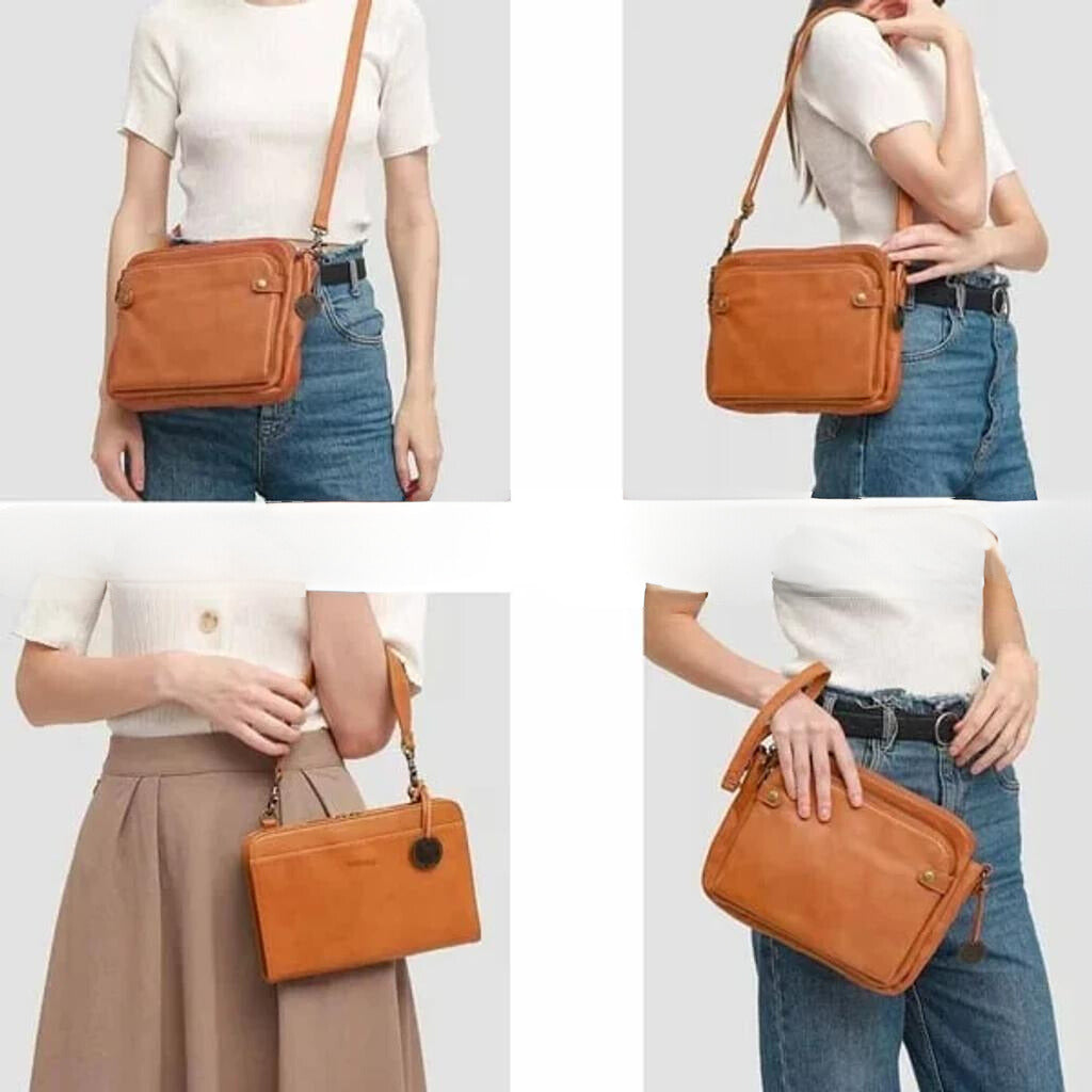 Tara's Multifunktionale Lederschultertasche & Clutch