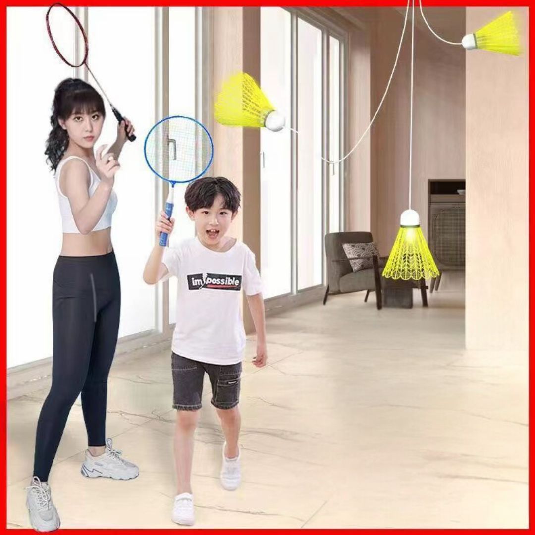 FunBall™ – Tragbares Badminton-Einzelspieler-Rebound-Trainer-Set für den Innenbereich