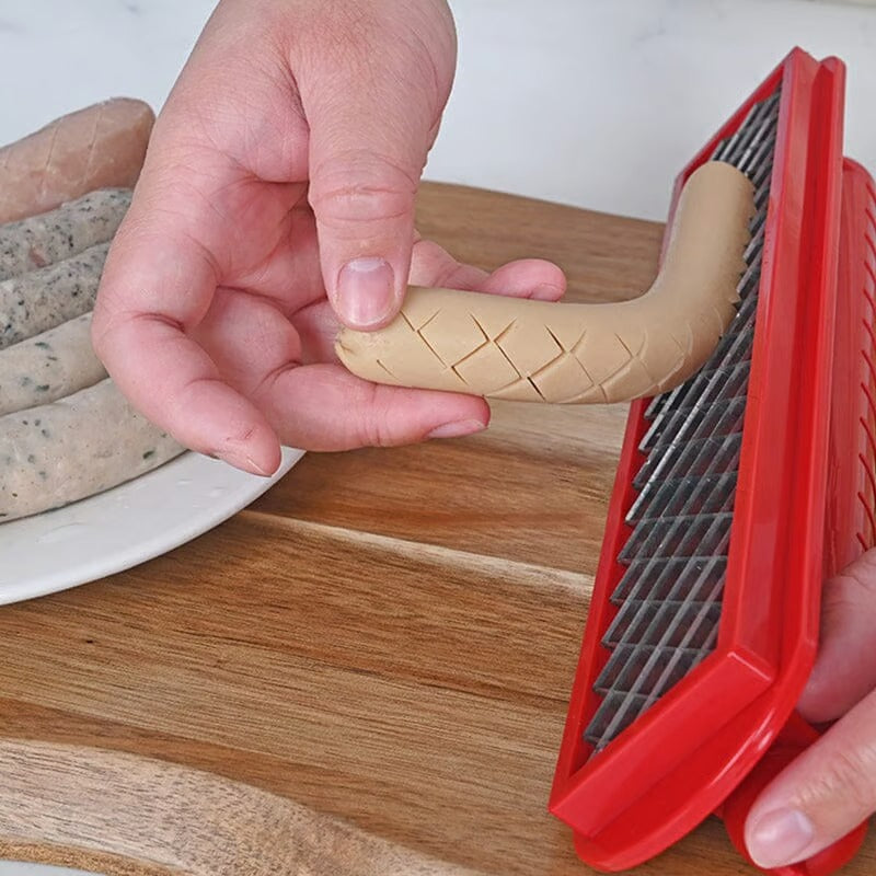 Perfekter Criss-Cross Hotdog-Schneider – Saftige, gleichmäßig gegarte Würstchen