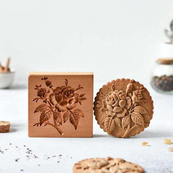Keksform mit Holzgravur - Prägeform für Kekse