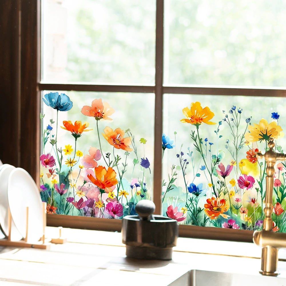 Bunte Blumenfensteraufkleber – Sofort mehr Farbe in Ihrem Zuhause (1+1 Gratis)