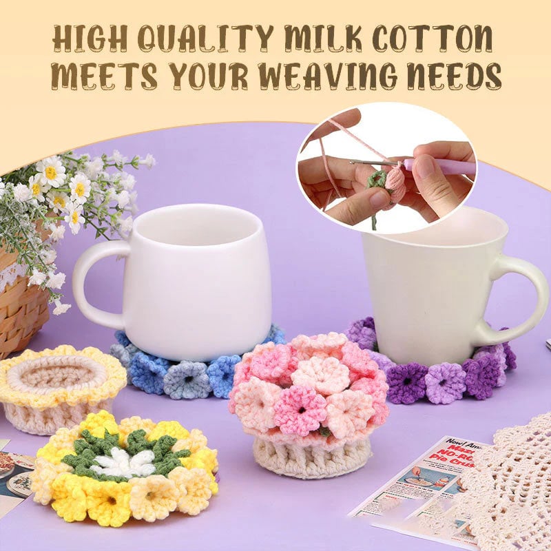 VeloraBloom™ DIY Wollset – Gestalten Sie wunderschöne Blumen-Untersetzer, die Ihre Seele fesseln und beruhigen