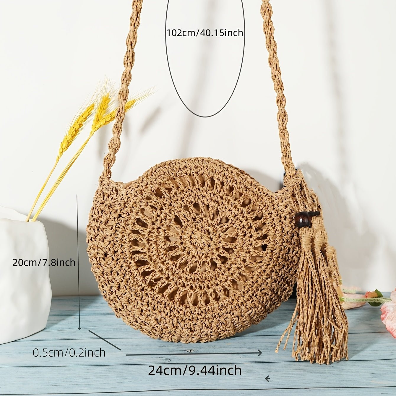 Daniela – Stylische geflochtene Strohtasche mit Quaste