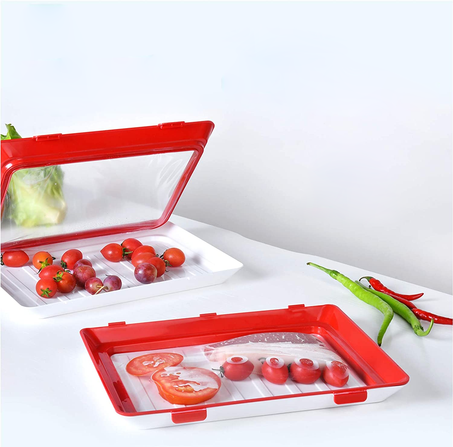 Freshfold™ - Stapelbares Tablett zur Lebensmittelkonservierung