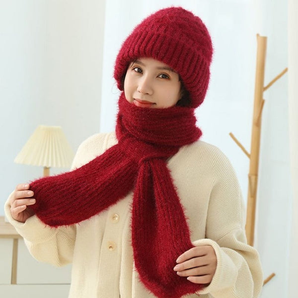 Knitted Quilt™ - Mütze und Schal aus Wolle und Fleece