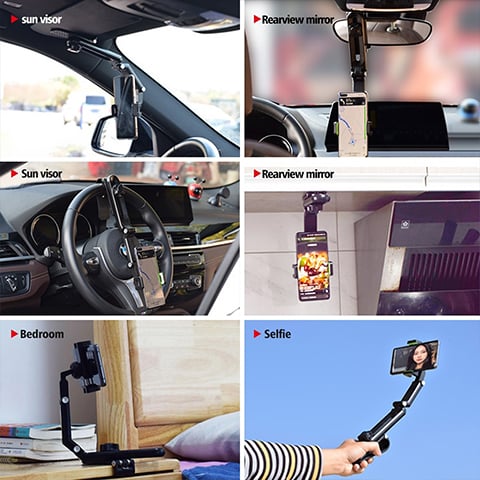 360° drehbare & ausziehbare Handyhalterung fürs Auto – Mit flexiblem Teleskoparm