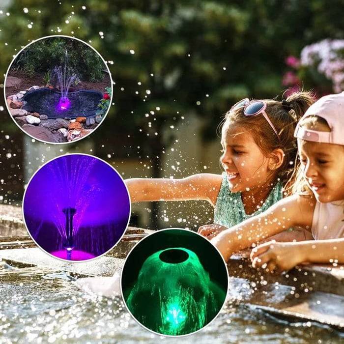 Gartenbrunnenpumpe mit 6 LED-Leuchten