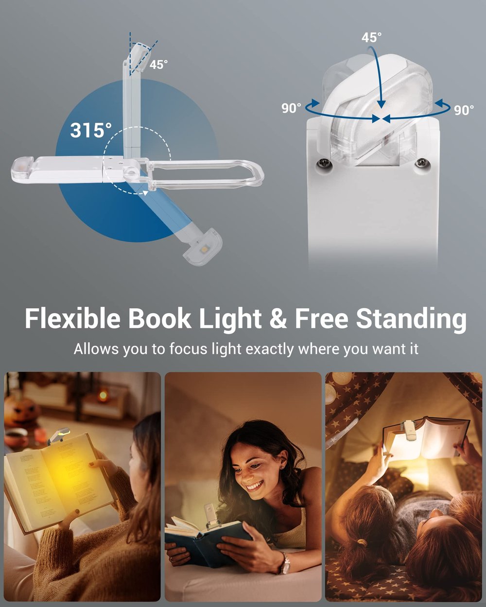 USB-LED-Buchlampe mit Clip – Lesezeichen & Mini-Taschenlampe in einem