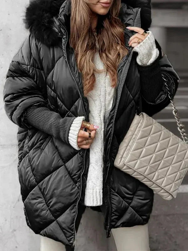 Damen Winterjacke | Diamant-Steppung | Abnehmbare Kapuze | Extra Warm