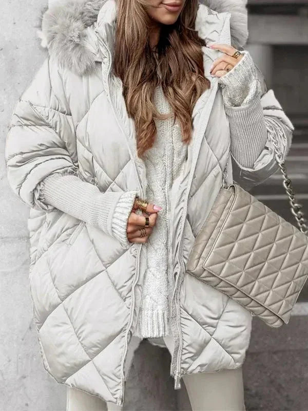 Damen Winterjacke | Diamant-Steppung | Abnehmbare Kapuze | Extra Warm