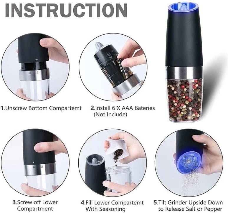50% RABATT | SpiceGlide - Automatische elektrische Salz- und Pfeffermühle mit Schwerkraftsensor
