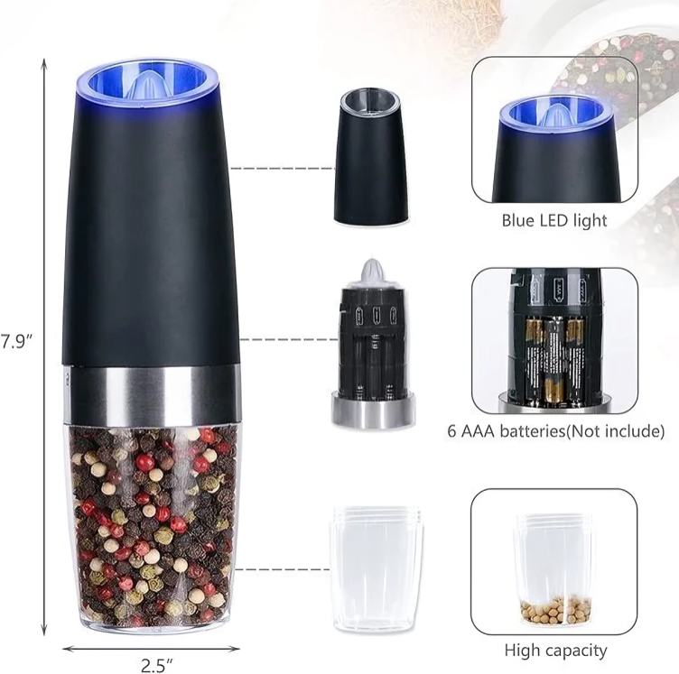 50% RABATT | SpiceGlide - Automatische elektrische Salz- und Pfeffermühle mit Schwerkraftsensor