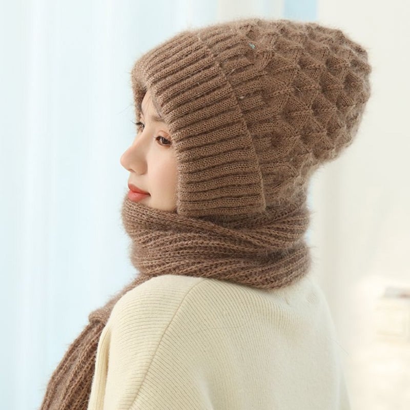 Knitted Quilt™ - Mütze und Schal aus Wolle und Fleece