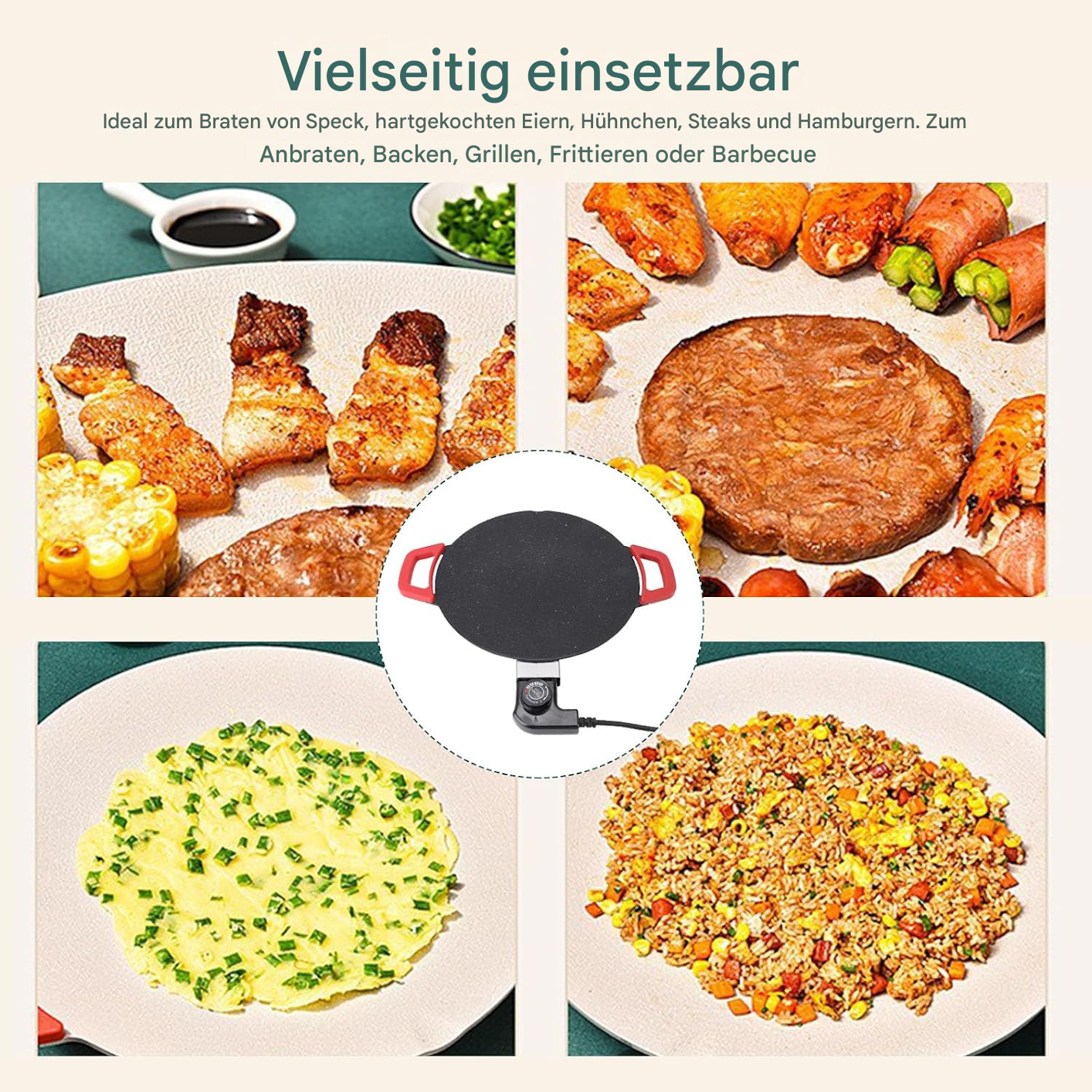 Elektrische Grillpfanne™ - Mit Antihaftbeschichtung für den Innenbereich