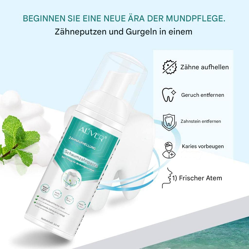 1+1 Gratis | Zahnweiß Schaumzahnpasta | JustWhite™ | Entfernt Flecken & Aufhellend | Frischer Atem & Natürlich Sicher
