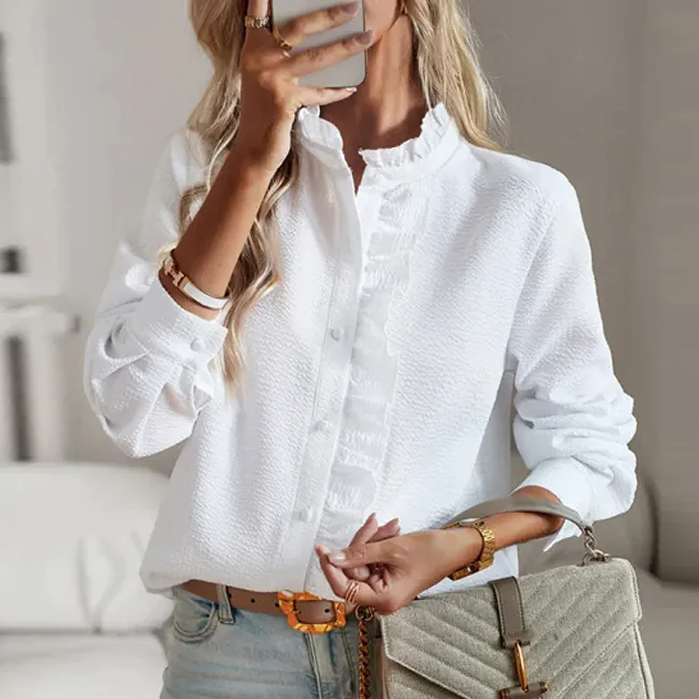 Annika | Stylische Langarmbluse in Monochrom