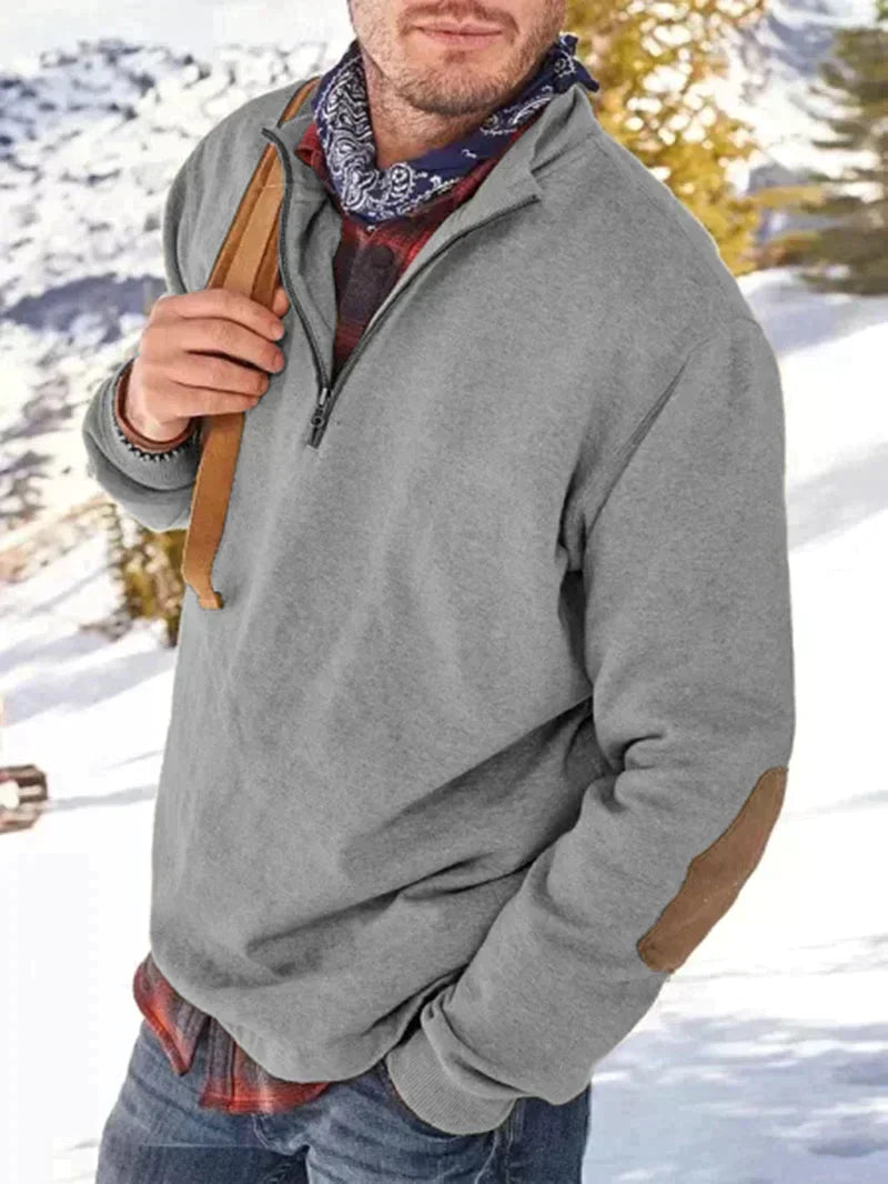 UrbanAlpha™ - Dickeres langärmeliges Sweatshirt mit halbem Reißverschluss für Männer
