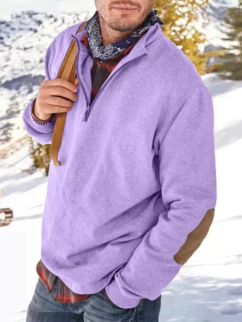 UrbanAlpha™ - Dickeres langärmeliges Sweatshirt mit halbem Reißverschluss für Männer