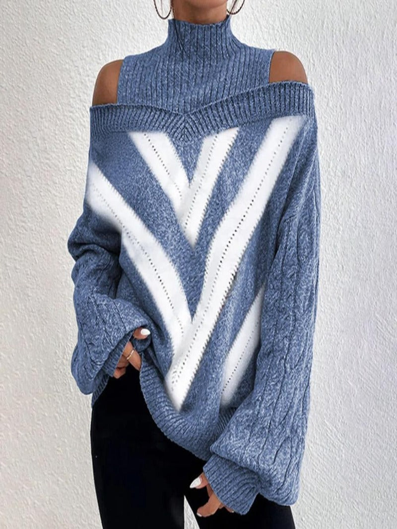 Grace - Pullover mit kalten Schultern und geometrischem Muster