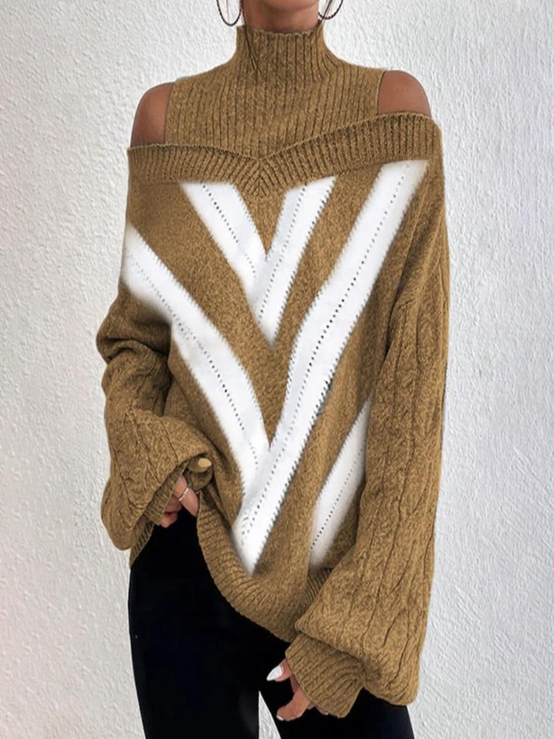 Grace - Pullover mit kalten Schultern und geometrischem Muster